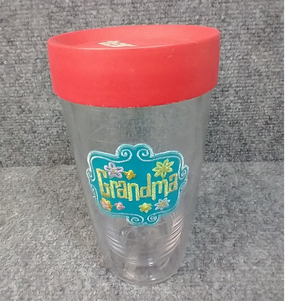 Tervis Grandma Insulated Tumbler 16oz Clear Acrylic‎ Cup with Red Travel Lid